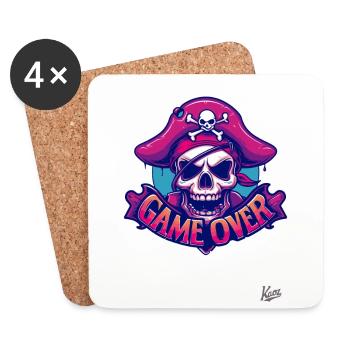 Fin de partie : Crâne de pirate - Dessous de verre (lot de 4) - blanc - Devant