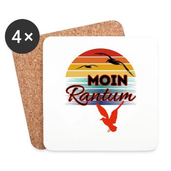 Moin Rantum mit Möwe im Retro Style-Sylt-Rantum - Untersetzer (4er-Set) - Weiß - Vorne
