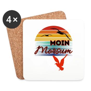 Moin Morsum avec mouette dans le style rétro-Sylt-Morsum - Dessous de verre (lot de 4) - blanc - Devant