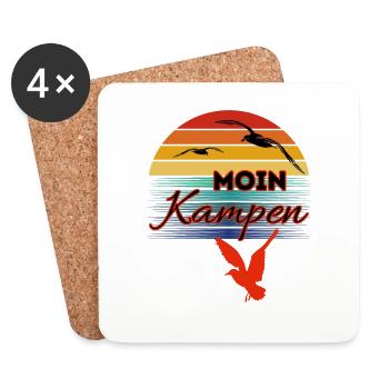 Moin Kampen mit Möwe im Retro Style-Sylt-Kampen - Untersetzer (4er-Set) - Weiß - Vorne