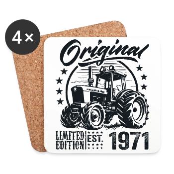 Original 1971 Geburtstag 1971 Farmer Traktor - Untersetzer (4er-Set) - Weiß - Vorne