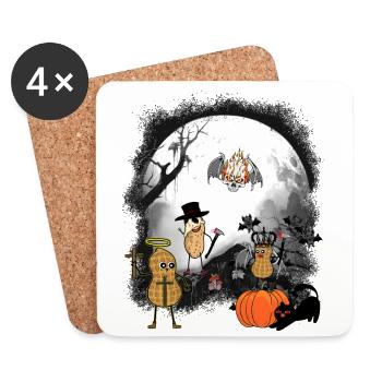 Erdnüsse Erdnuss Halloween Mitternacht - Untersetzer (4er-Set) - Weiß - Vorne