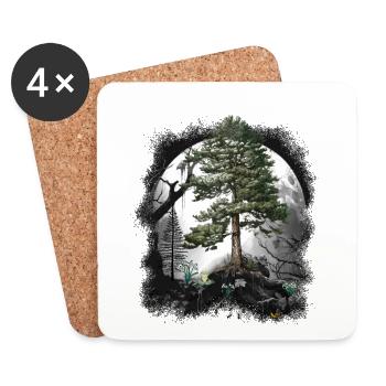 Wald Natur Naturliebhaber Bäume Baum - Untersetzer (4er-Set) - Weiß - Vorne