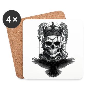 Skull Halloween Raven King - Coasters (set of 4) - white - Front