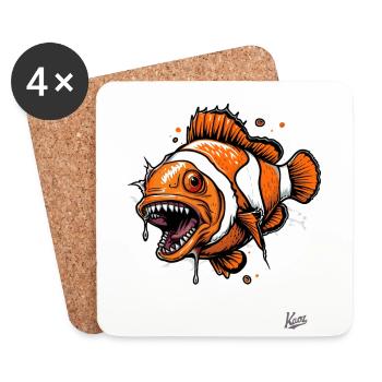 Drôle Horreur Clownfish - Dessous de verre (lot de 4) - blanc - Devant