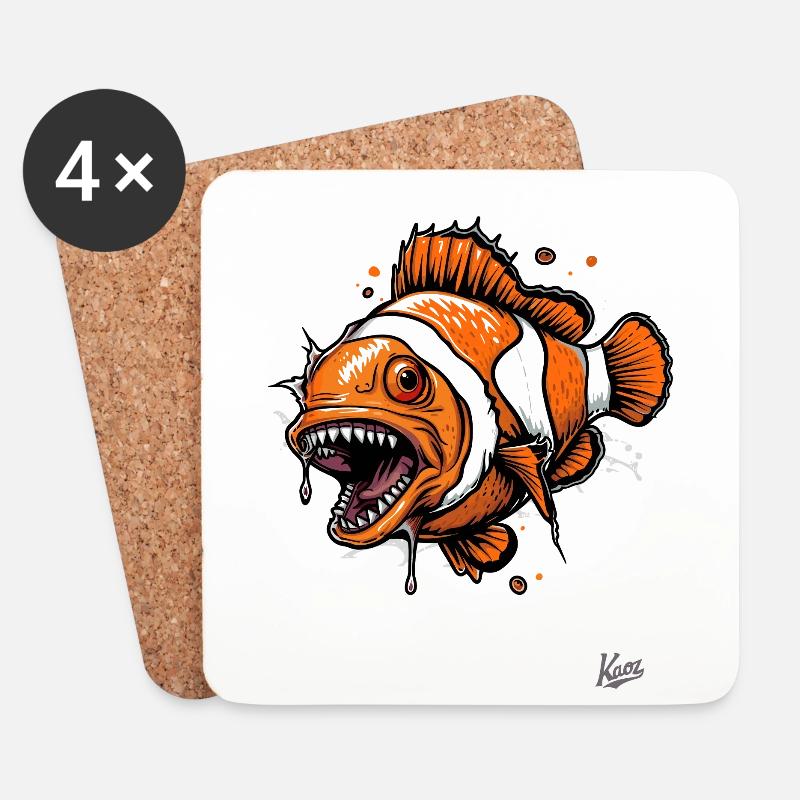 Lustiger Horror Clownfisch - Untersetzer (4er-Set) - Weiß