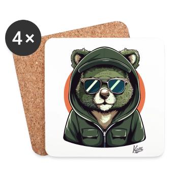 Sweat à capuche cool et lunettes de soleil Koala Bear - Dessous de verre (lot de 4) - blanc - Devant
