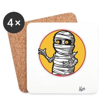 Lustige Toiletten Klopapier Mumie - Untersetzer (4er-Set) - Weiß - Vorne