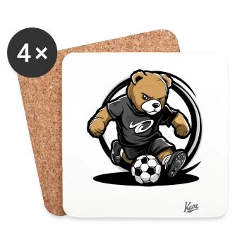 Ours de football - Dessous de verre (lot de 4) - blanc - Devant