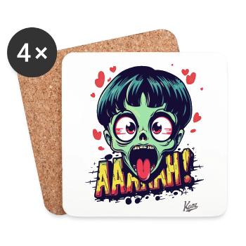 frecher Zombie mit Herzen - Untersetzer (4er-Set) - Weiß - Vorne