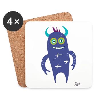 petit monstre bleu - Dessous de verre (lot de 4) - blanc - Devant
