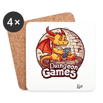 kleiner süßer Drache spielt Kerker Video Spiele - Untersetzer (4er-Set) - Weiß - Vorne