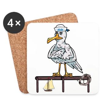 maritime, mouettes, mouettes, marins, voilier, ahoy - Dessous de verre (lot de 4) - blanc - Devant