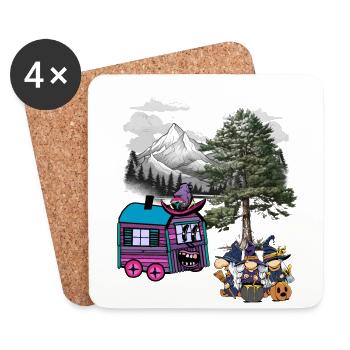 Witch Witches Halloween Construction Trailer - Coasters (set of 4) - white - Front