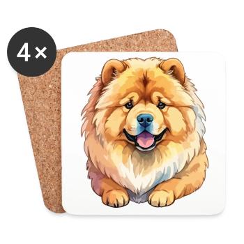 Chow Chow Wasserfarben - Untersetzer (4er-Set) - Weiß - Vorne