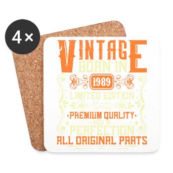1989 Born in 1989 - Built in 1989 Birthday in 1989 - Coasters (set of 4) - white - Front