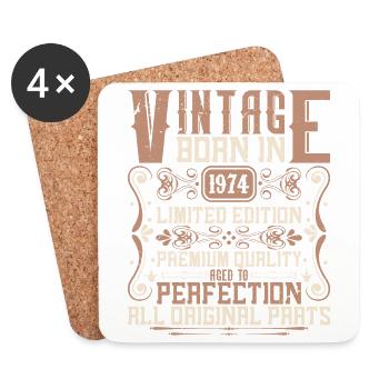 1974 Birthday Vintage 1974 Born Vintage 1974 - Coasters (set of 4) - white - Front