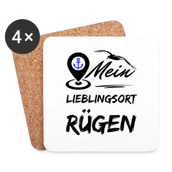 Rügen mein Lieblingsort-Lieblingsinsel Rügen-Möwe - Untersetzer (4er-Set) - Weiß - Vorne