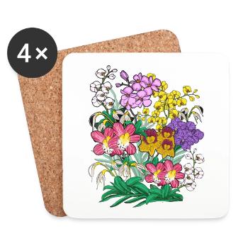 Orchideen Blumen Pflanzen Geschenk Orchidee - Untersetzer (4er-Set) - Weiß - Vorne