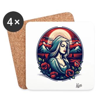 Dame Nature : la beauté des femmes fidèles et de la rose - Dessous de verre (lot de 4) - blanc - Devant