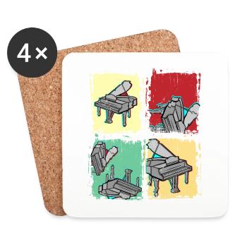 Vintage Pianist Geschenk Retro Klavier - Untersetzer (4er-Set) - Weiß - Vorne