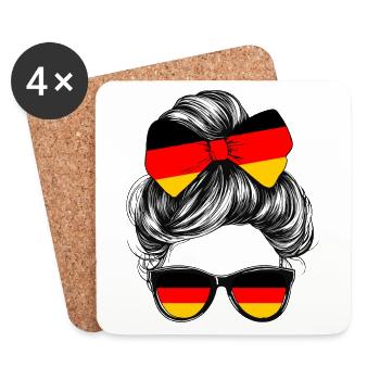 Allemagne drapeau drapeau femme lunettes de soleil fan - Dessous de verre (lot de 4) - blanc - Devant