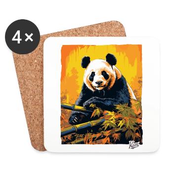 Panda dans la jungle - Dessous de verre (lot de 4) - blanc - Devant