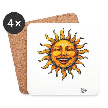 Soleil rétro vintage - Dessous de verre (lot de 4) - blanc - Devant
