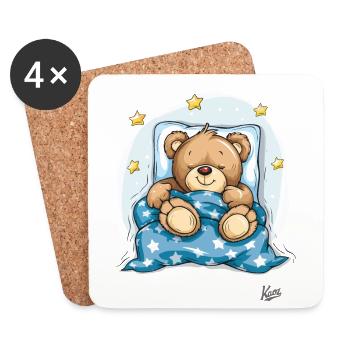 Schlafender, süßer kleiner Bär - Untersetzer (4er-Set) - Weiß - Vorne