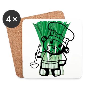 Poireaux Légumes Poireaux Cook Teddy Cooks Cook - Dessous de verre (lot de 4) - blanc - Devant