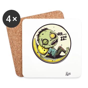 Ugly sleeping funny zombie - Coasters (set of 4) - white - Front
