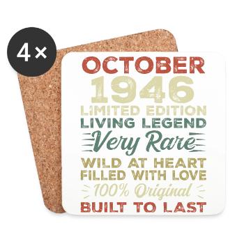 1946 Octobre 1946 Anniversaire Octobre 1946 Original - Dessous de verre (lot de 4) - blanc - Devant