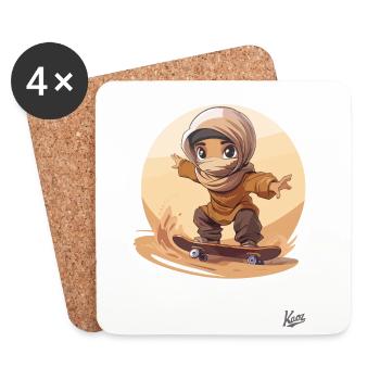 Desert Sand Skateboarding: Everywhere on the Slopes - Coasters (set of 4) - white - Front