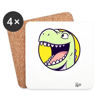 Friendly, happy dino - Coasters (set of 4) - white - Front