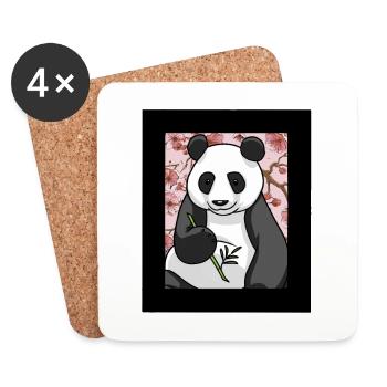 Panda Ours Panda Ours Chine Cerisier Fleur Asie - Dessous de verre (lot de 4) - blanc - Devant