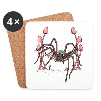 Spider Hanging Hammock Spider Web - Coasters (set of 4) - white - Front