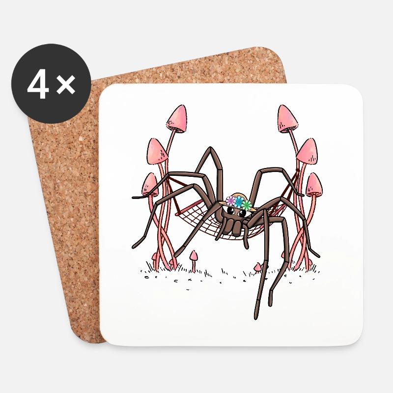 Spinne Spinnen abhängen Hängematte Spinnennetz - Untersetzer (4er-Set) - Weiß