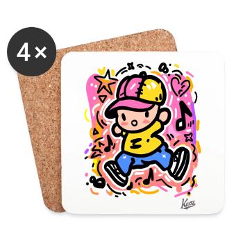Cool Happy Child: Breakdance Beats in the Blood - Coasters (set of 4) - white - Front