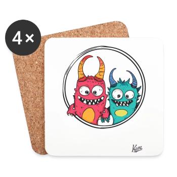 Funny Monster Friends - Coasters (set of 4) - white - Front