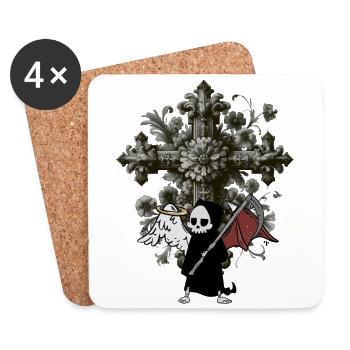 Halloween Cross Crosses Crucifix Occult Spiritual - Coasters (set of 4) - white - Front