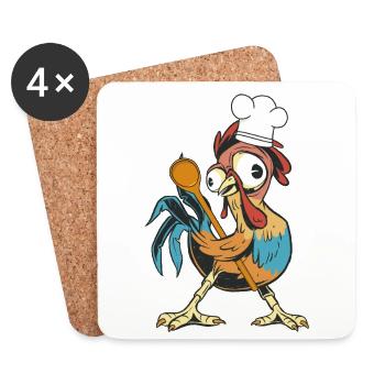 Chicken Rooster Cook Cooks Cook Culinary Arts Hobby Cook - Coasters (set of 4) - white - Front