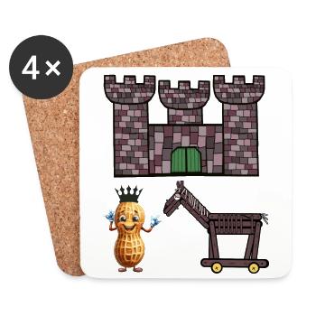 Cacahuète Château médiéval Roi Cheval Château Enfant - Dessous de verre (lot de 4) - blanc - Devant