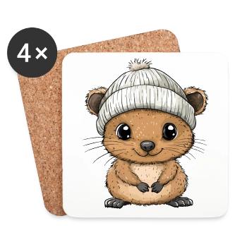Quokka Cute Cute Baby Kids Animal Cartoon - Coasters (set of 4) - white - Front