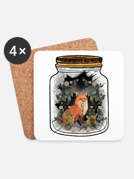 Fuchs Füchse Natur Naturliebhaber Kinder Kind - Untersetzer (4er-Set) - Weiß