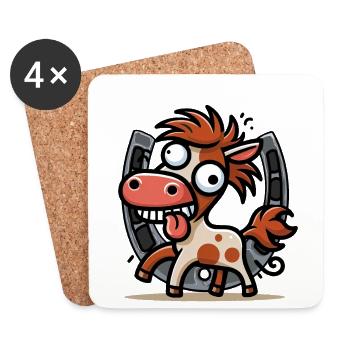 Lustiges Pferd Hufeisen Pferde Gaul Kind Kinder - Untersetzer (4er-Set) - Weiß - Vorne