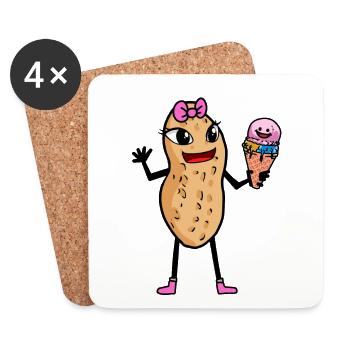 Peanut Peanuts Cream Cone Child Kids Summer - Coasters (set of 4) - white - Front