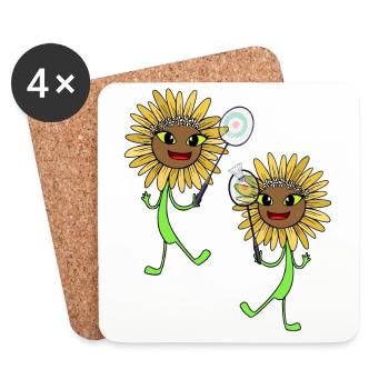 Tournesols Tennis Joueurs de tennis Sports Enfants - Dessous de verre (lot de 4) - blanc - Devant