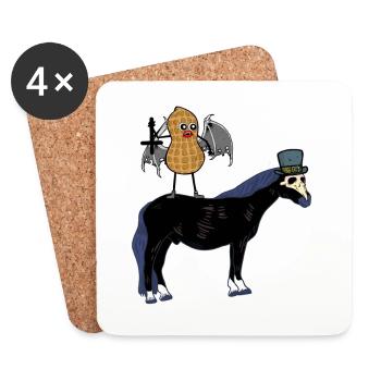 Halloween Vampire Peanut Horse Horse Nut - Coasters (set of 4) - white - Front
