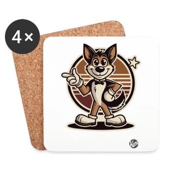 Retro Cartoon Hund – Lustiges Hunde-Design - Untersetzer (4er-Set) - Weiß - Vorne