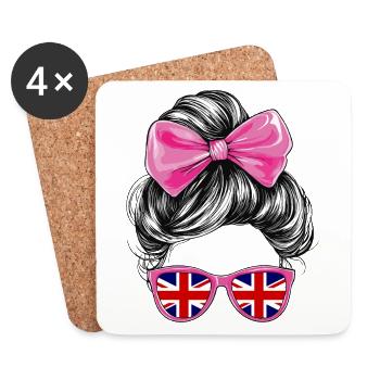 Vereinigtes Königreich UK Flagge Frau Sonnenbrille - Untersetzer (4er-Set) - Weiß - Vorne
